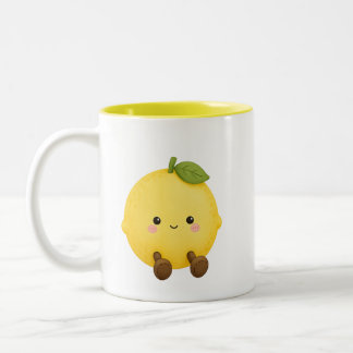 Süße Zitronentasse | Kawaii-Frucht-Kaffeetasse als Zweifarbige Tasse