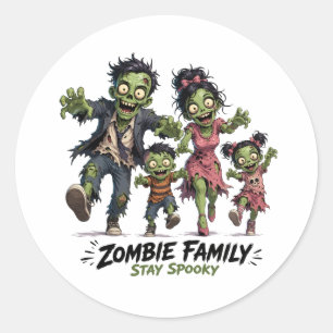 Süße Zombie-Familie bleibt spooky Runder Aufkleber