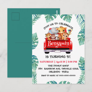 Süße Zoo-Dschungel-Bauernhof-LKW-Traktor-Junge-Geb Postkarte