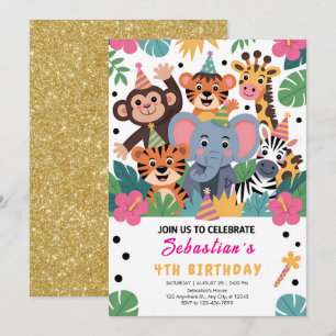 Süße Zoo-Tier-Kinderparty Einladung