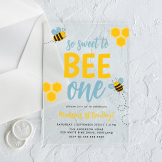 Süße zu Biene Ein 1. Bienentag Geburtstag Acryleinladungen