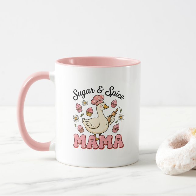 Süße Zuckergewürz Gans Mama Tasse (Mit Donut)