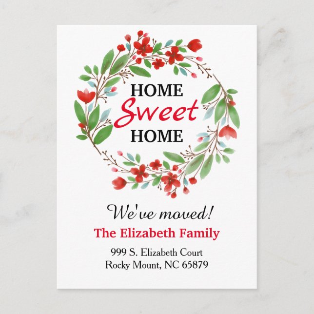 Süße Zuhause-neue Adressen-bewegliche Mitteilung Ankündigungspostkarte (Vorderseite)