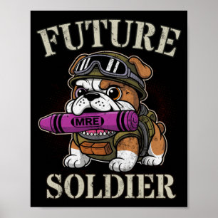 Süße zukünftige Soldat-Kriegerin in der Fortschrit Poster
