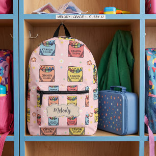 Süße Zurück zur Schule Wachsmalstifte Muster Bedruckter Rucksack