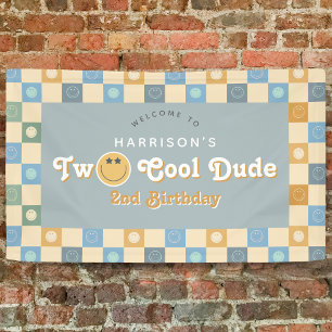 Süße Zwei Coole Typen Jungen 2. Geburtstagsbegrüßu Banner
