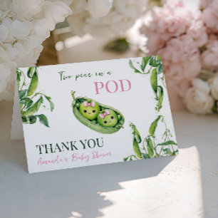 Süße Zwei-Erbsen-in-einem-Pod-Mädchen-Rosa-Zwillin Dankeskarte