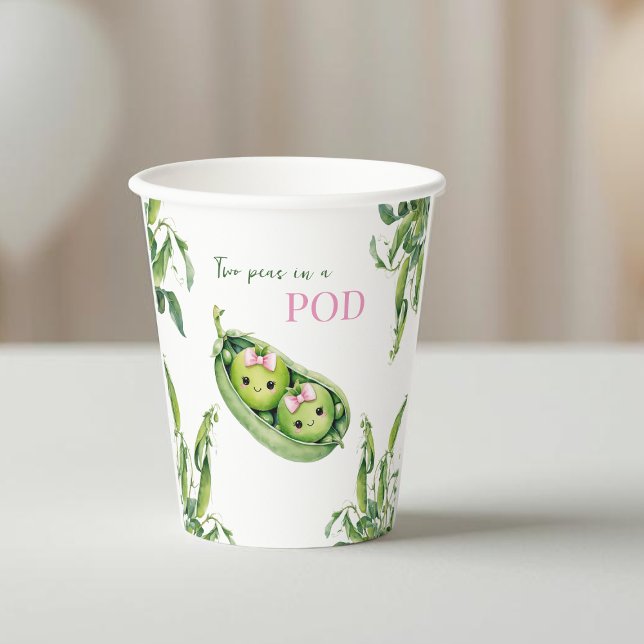 Süße zwei Erbsen in einer Hülse rosa Mädchen Zwill Pappbecher (Von Creator hochgeladen)