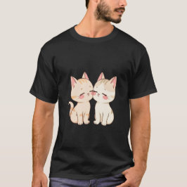 Süße zwei Kätzchen berühren Wangen Liebe Süße Kuns T-Shirt