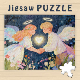 Süße Zwillingsseele Liebesjunge und Mädchen Engel  Puzzle