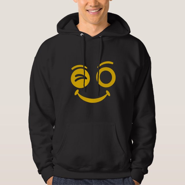 Süße zwinkernden Smiley-Gesicht schwarzer Pullover (Vorderseite)