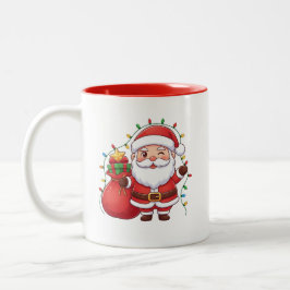 Süße zwinkernden Weihnachtsmann-Weihnachtslicht-Ta Zweifarbige Tasse