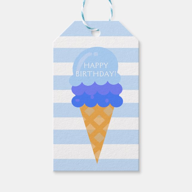 Süßeis Geburtstagsfeier Blue Junge Geschenkanhänger (Vorderseite)