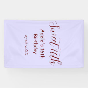 Süßer 16. Geburtstag lila pastell mauve retro name Banner