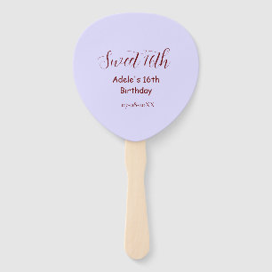 Süßer 16. Geburtstag lila pastell mauve retro Name Fächer