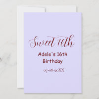 Süßer 16. Geburtstag lila pastell mauve retro Name