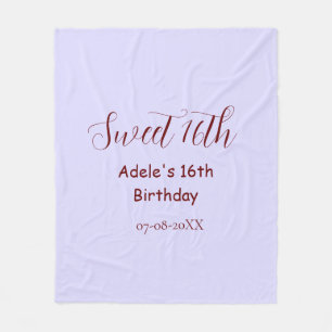 Süßer 16. Geburtstag lila pastell mauve retro Name Fleecedecke