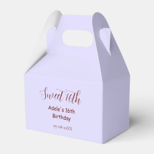 Süßer 16. Geburtstag lila pastell mauve retro Name Geschenkschachtel