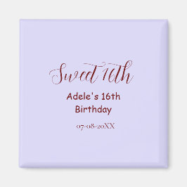 Süßer 16. Geburtstag lila pastell mauve retro Name Magnet