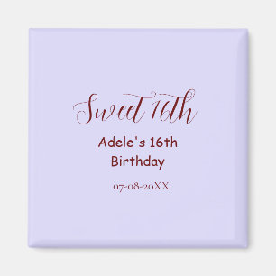 Süßer 16. Geburtstag lila pastell mauve retro Name Magnet