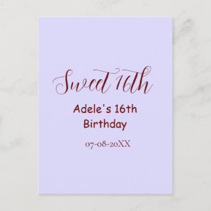 Süßer 16. Geburtstag lila pastell mauve retro Name Postkarte