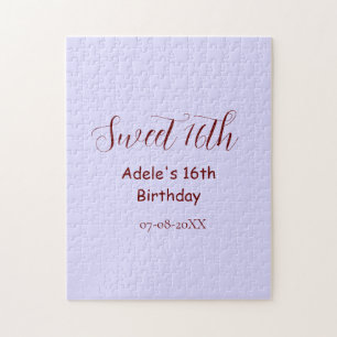 Süßer 16. Geburtstag lila pastell mauve retro name Puzzle