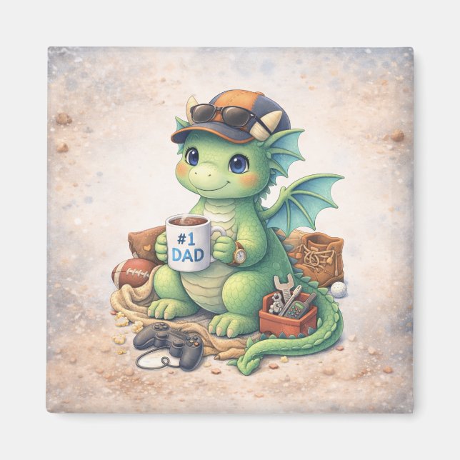 Süßer #1 Dad-Drache Magnet – Ein Geschenk zum Vate (Vorne)
