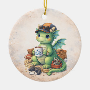 Süßer #1 Dad-Drache Weihnachtsbaumschmuck Keramik Ornament