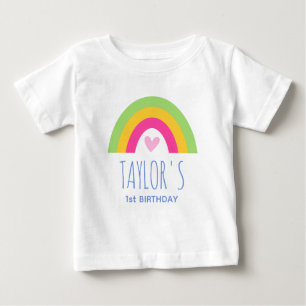 Süßer 1. Geburtstag Regenbogen Benutzerdefinierter Baby T-shirt