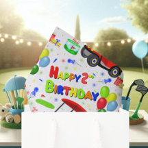Süßer 2. Geburtstag roter Golfwagen Jungen