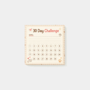 Süßer 30-Tage-Herausforderungs-Ziel-Tracker Post-it Klebezettel