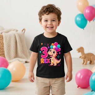 Süßer 3 Rex Dinosaur 3. Geburtstag Bunter Junge  T-Shirt