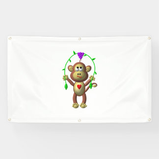 Süßer 3D-Affe mit einem Weinreben-Springseil Banner