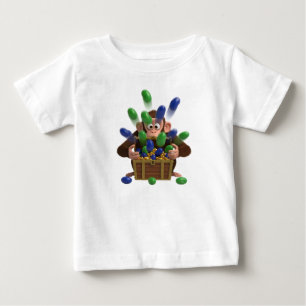 Süßer 3D-Cartoon-Affe öffnet eine Schatztruhe voll Baby T-shirt