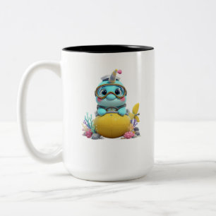 Süßer 3D-Cartoon-Narwal-Matrose-U-Boot-Zweifarbig Zweifarbige Tasse