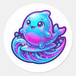 Süßer 3D-Sherro-Aniimo-Surf-Sticker Runder Aufkleber
