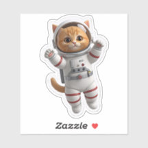 Süßer 3D-Weltraum-Astronaut-Katzen-Aufkleber - Kaw