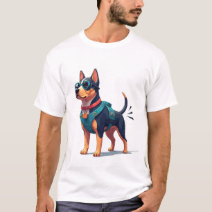 Süßer Abenteuerhund mit Brille und Geschirr T-Shirt