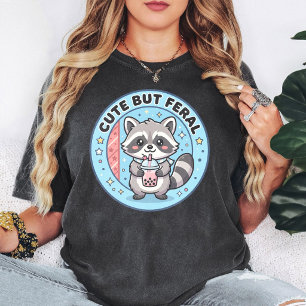 Süßer aber verwilderter Waschbär Bubble Tea Kawaii T-Shirt