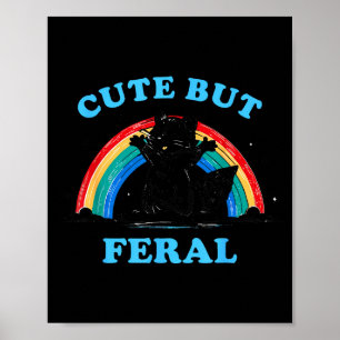 Süßer aber verwilderter Waschbär mit Regenbogen Lu Poster