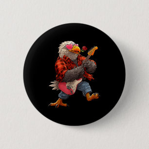 Süßer Adler spielt Gitarre Gitarrist Tier Valenti Button