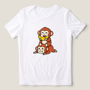 Süßer Affe, der Wassermelone isst, lustige Stapel- Tri-Blend Shirt