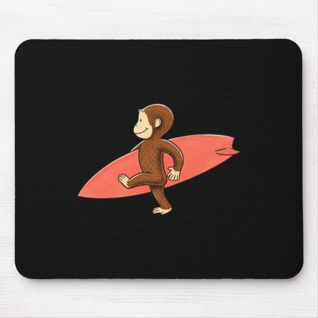 Süßer Affe trägt Surfbrett Strand Sommer Mousepad (Vorne)