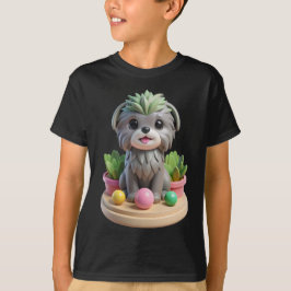 Süßer Affenpinscher Sukkulente | 3D Grauer Affe Hu T-Shirt