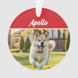 Süßer Akita-Hund Feiertags-Weihnachtsfoto Ornament