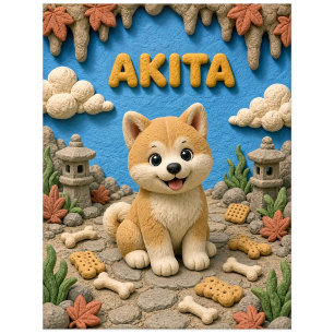 Süßer Akita-Welpe, Babyhund Postkarte
