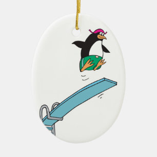 süßer alberner tauchender Pinguin Keramikornament