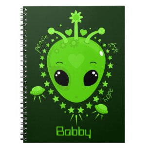 Süßer Alien-Friede-Hoffnung-Liebe-Kawaii Notizblock