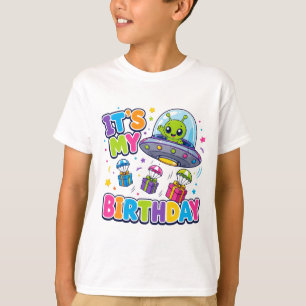 Süßer Alien-UFO-"Alles Gute zum Geburtstag"-Space- T-Shirt