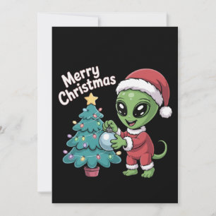 Süßer Alien Weihnachtsmann Lustiger Weihnachtsurla Feiertagskarte